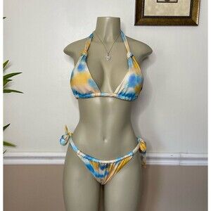 Victoria's Secret Tie Dye Knotted Bikini Swim Bra Top & Bottom 2 PCS. Set